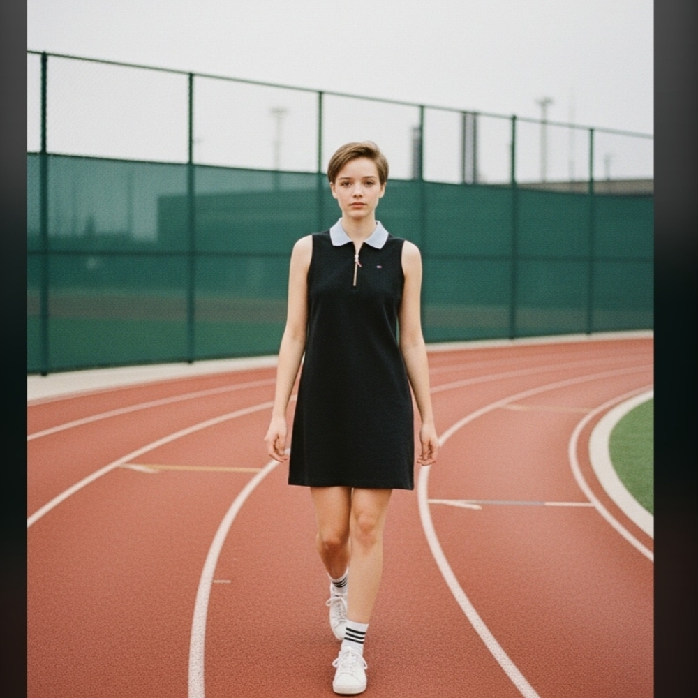 Tommy Hilfiger Black and White Sleeveless Dress